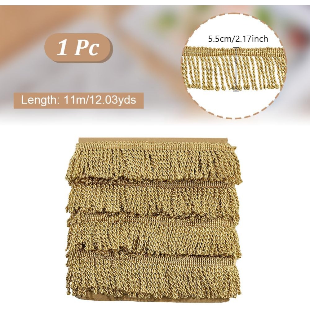 Sewing Factory - 12 Yardsx2.2Inch Fringe Trim Chainette Sewing