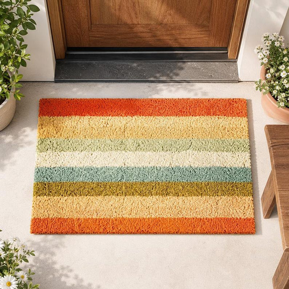 Century Textile & Sewing Supply Online Shopping - Retro Colorful Stripe Doormat Mid Century