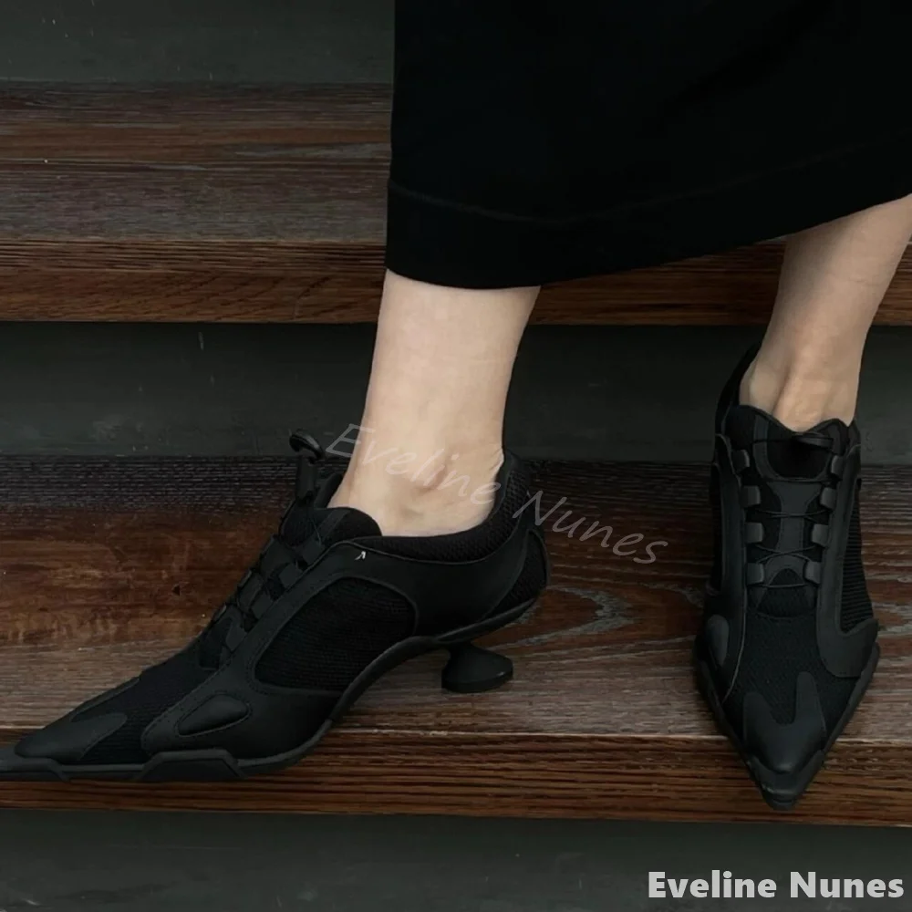 Mesh panel high-heeled sneaker - Sewing New ulasan dan harga