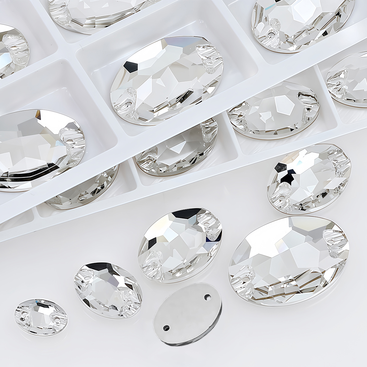 Oval Ellipse Crystal Clear Gla - Sewing Garments ulasan dan harga