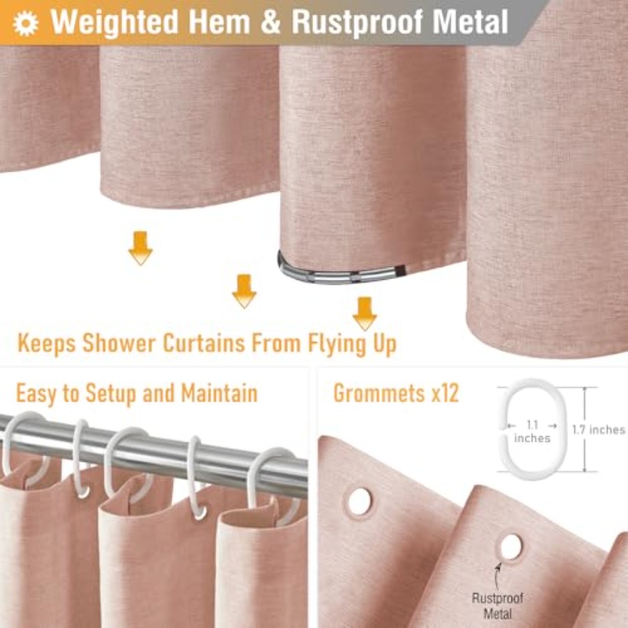 Blush Fabric Shower Curtain -  - Fabric Weight Set ulasan dan harga