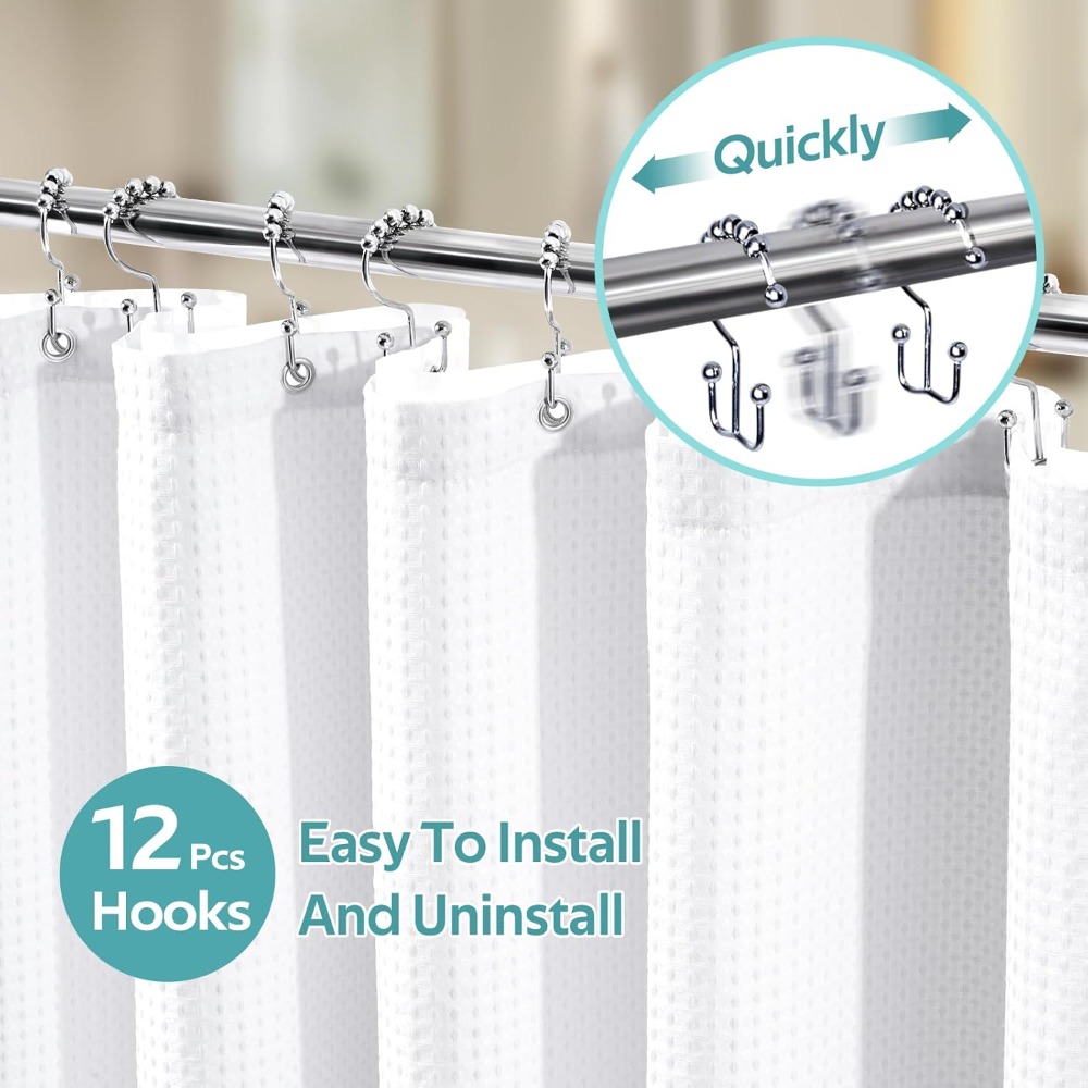 3 in 1 Waffle Shower Curtain S - Fabric Weight Set ulasan dan harga