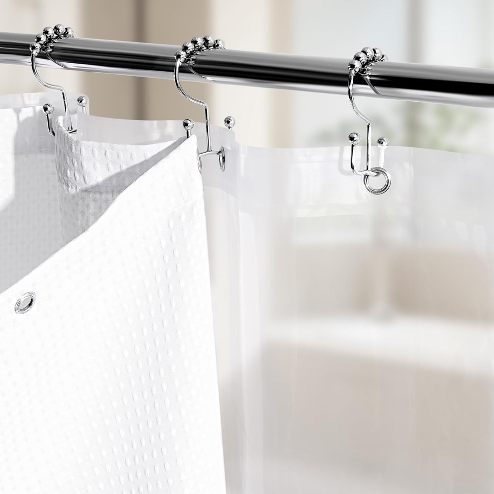 3 in 1 Waffle Shower Curtain S - Fabric Weight Set ulasan dan harga