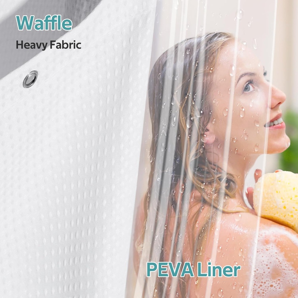 3 in 1 Waffle Shower Curtain S - Fabric Weight Set ulasan dan harga