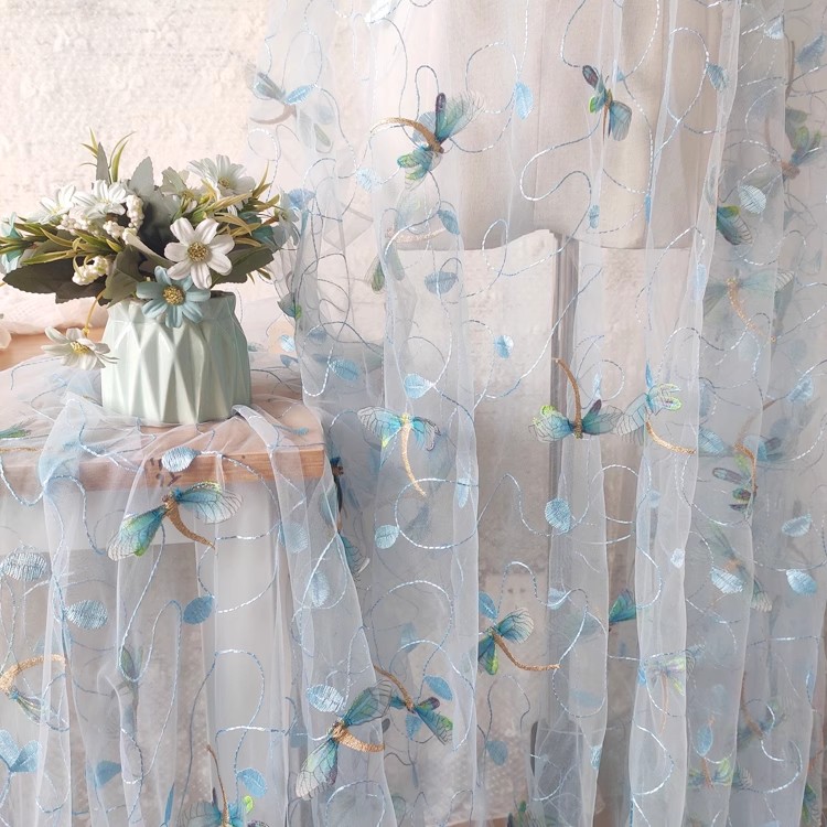 1yard Blue pink mesh fabric Th - Sewing Embroidery Fabric ulasan dan harga