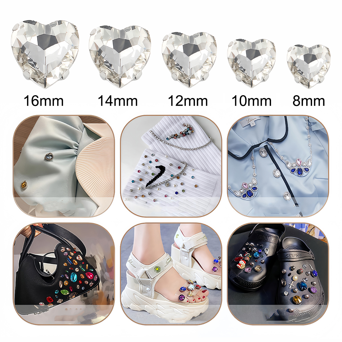 Heart Shape Glass Rhinestones  - Sewing Garments ulasan dan harga
