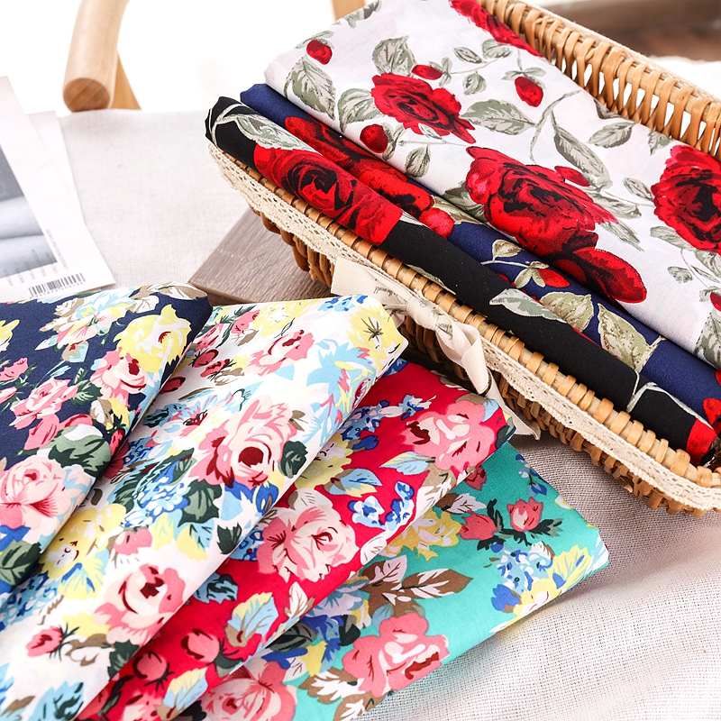 Vintage Rose Printed Fabric fo - Vintage Sewing Textile ulasan dan harga