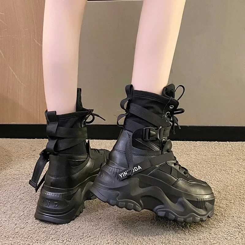 Fashion Women Chunky Platform  - Sewing Nylon ulasan dan harga