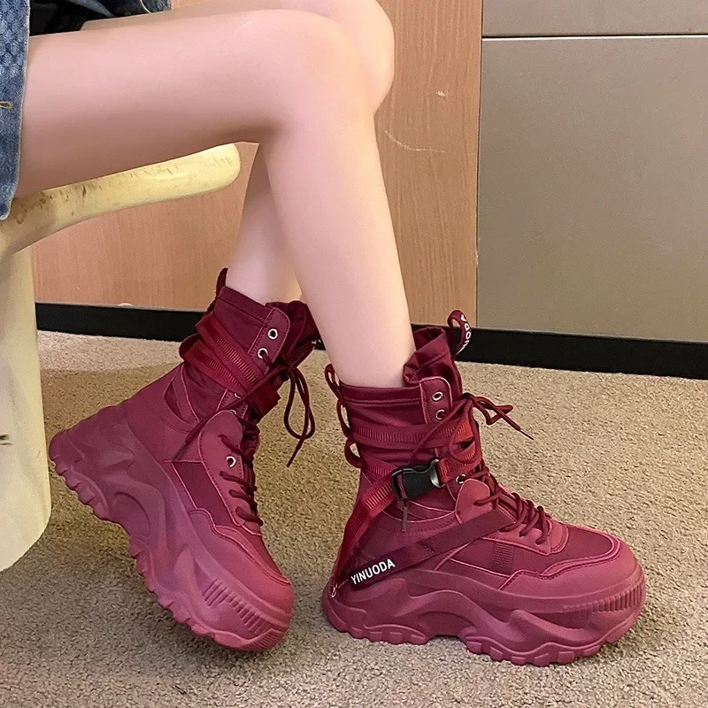 Fashion Women Chunky Platform  - Sewing Nylon ulasan dan harga