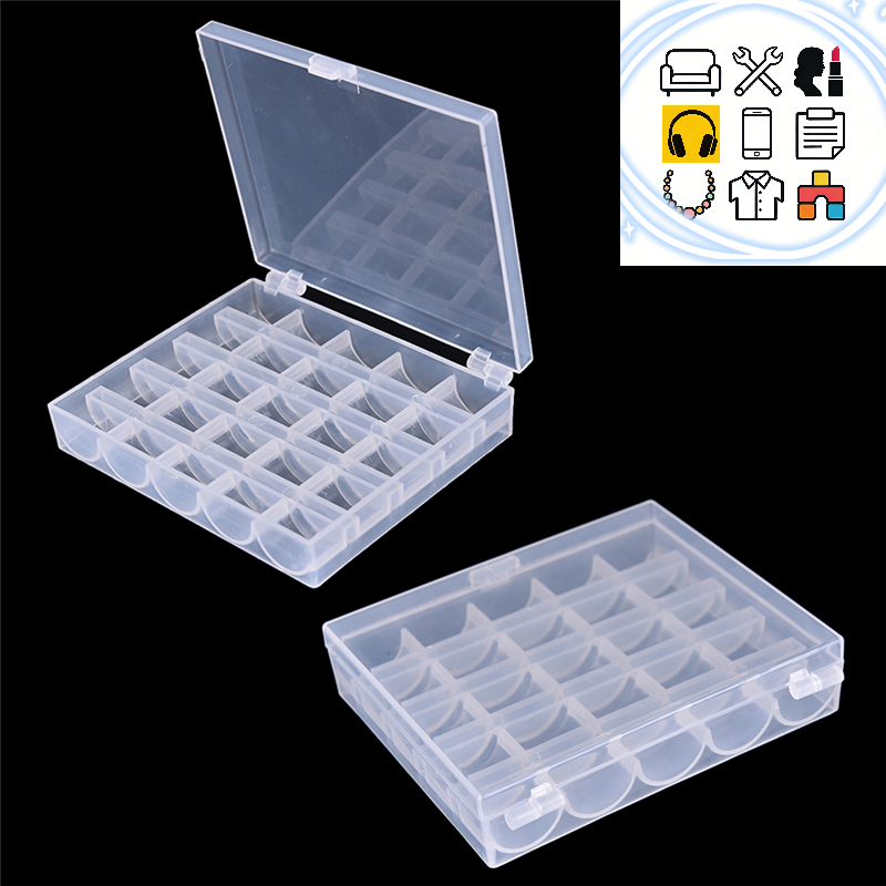 25 Spools Empty Bobbins Sewing - Bobbin Organizer Box ulasan dan harga