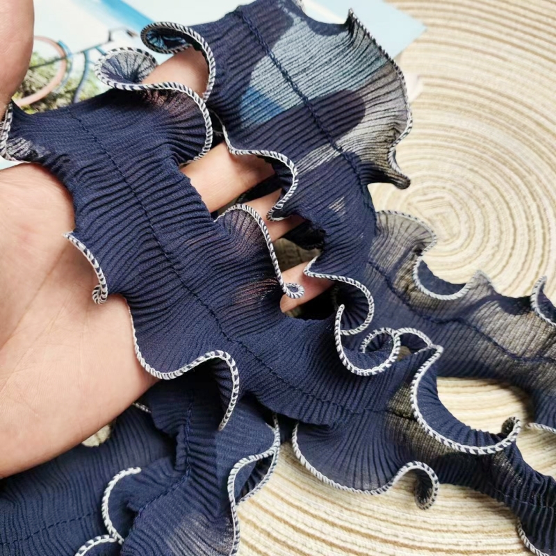 Dark blue Chiffon center Pleat - Textile Sewing Factory ulasan dan harga